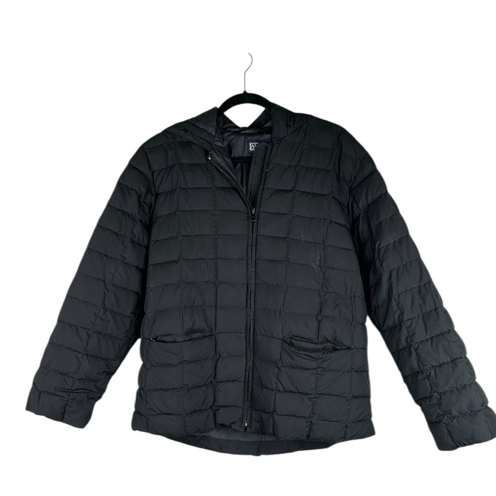 Land's End Boy's Black Down Winter‎ Puffer Jacket with Hoodie Size Small 6/8